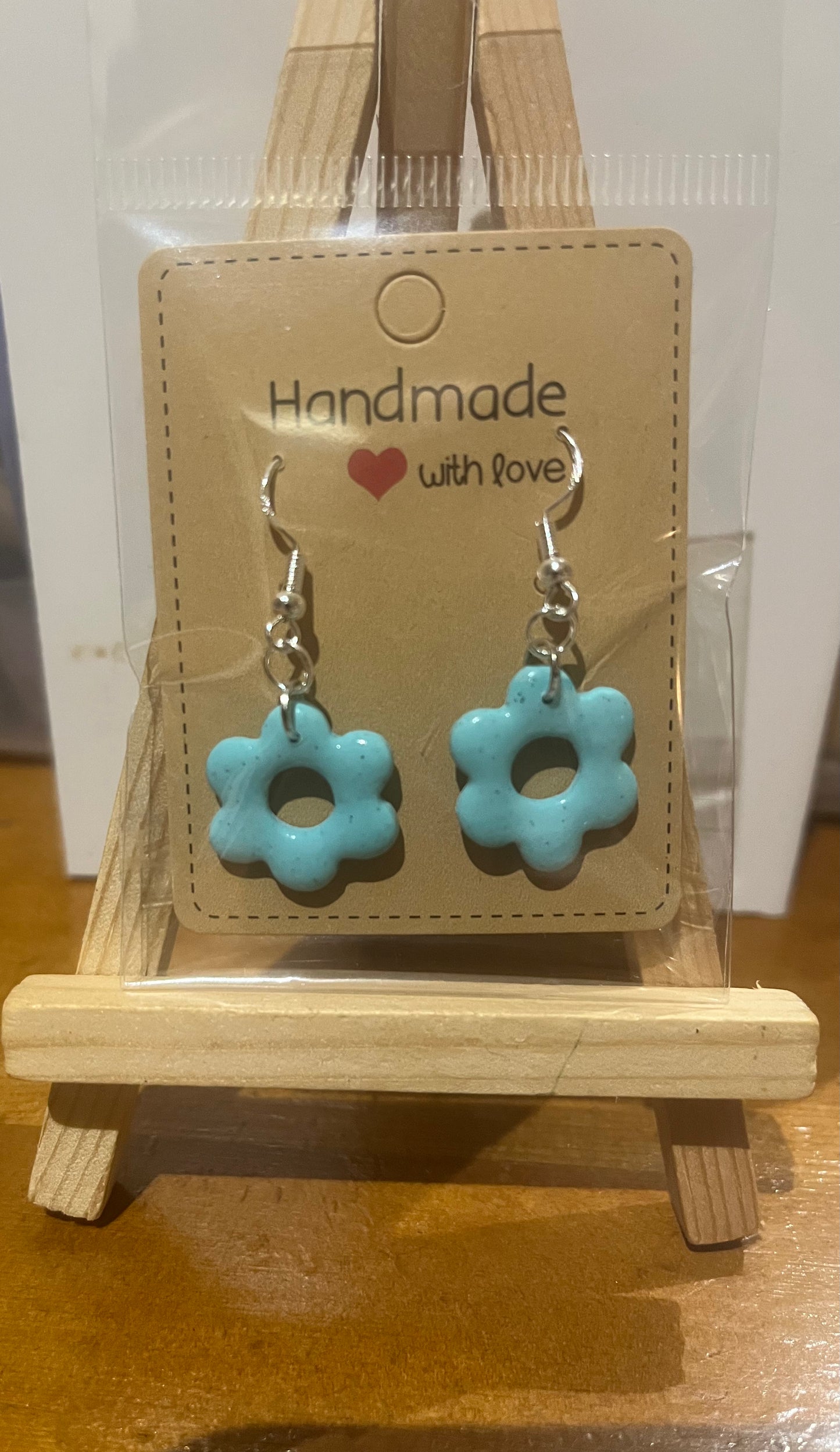 Polymer clay earrings 925 silver light blue