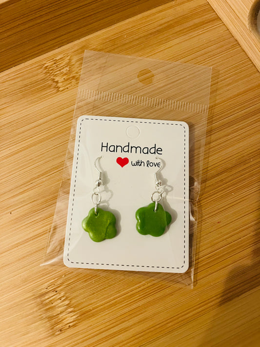 Polymer clay earrings 925 silver - green daisy