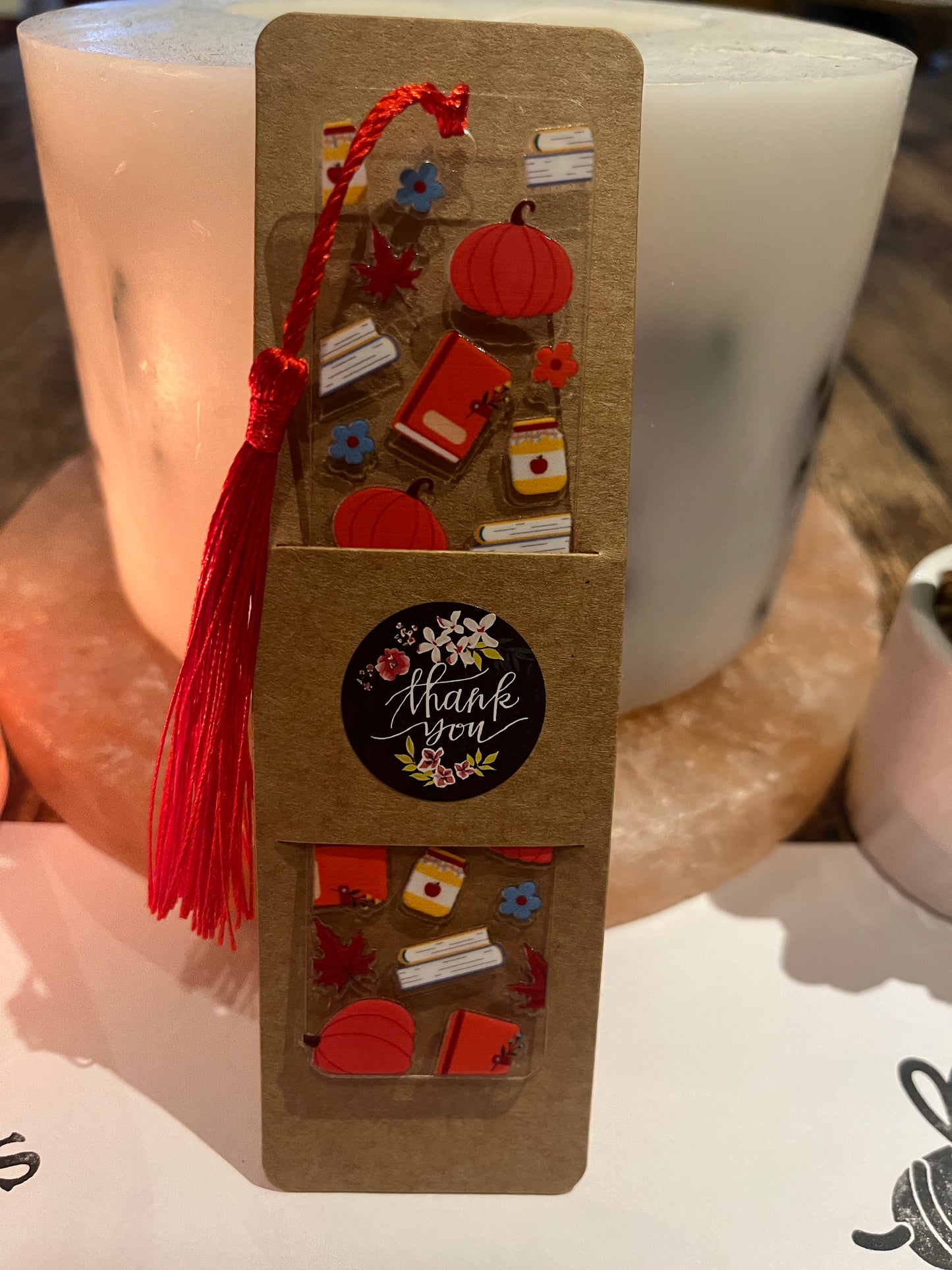 Bookmark Pumpkin & Book - Handmade Bookmark with Tassel