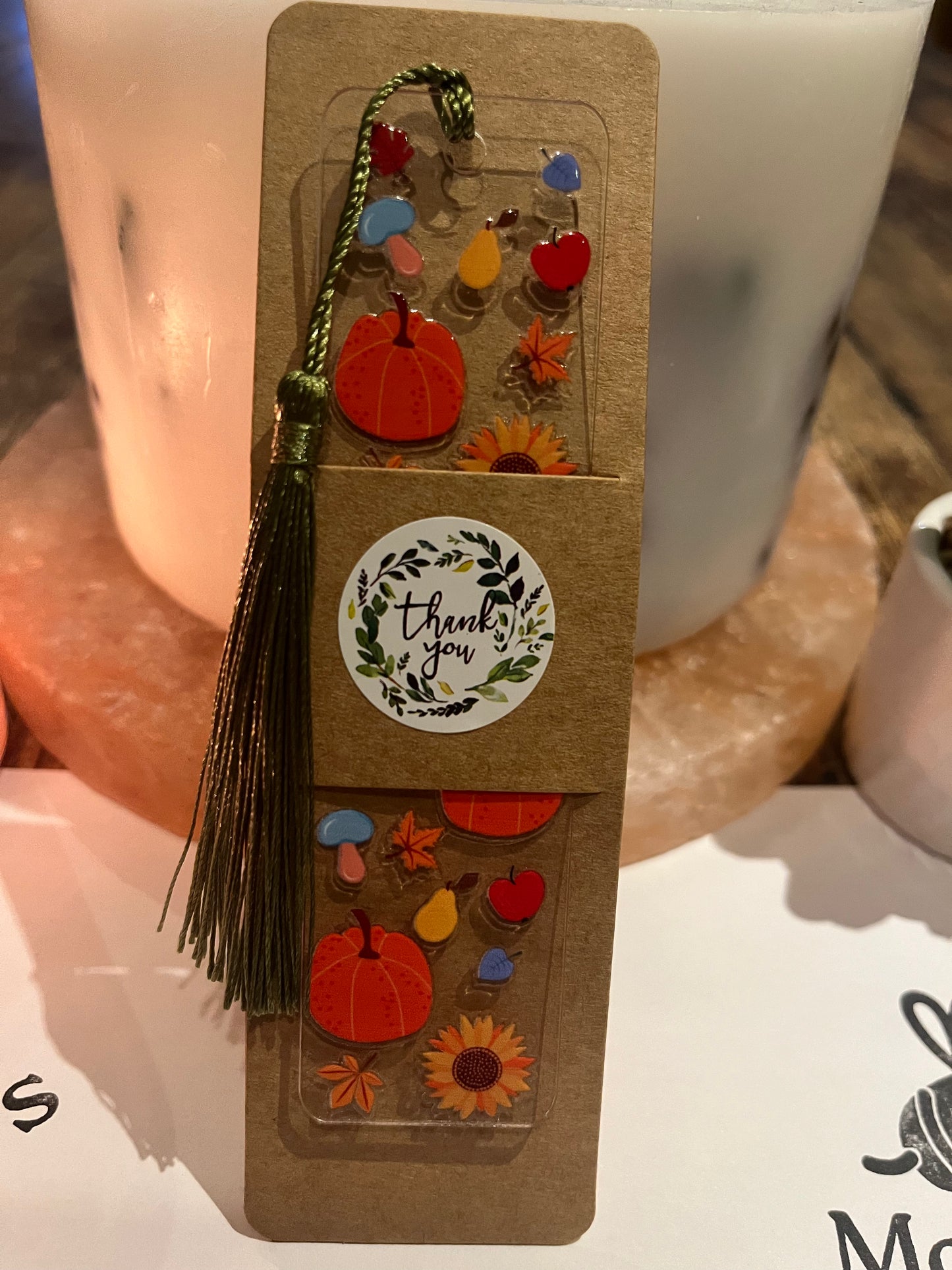 Bookmark Pumpkin Orange - Handmade Bookmark with Tassel