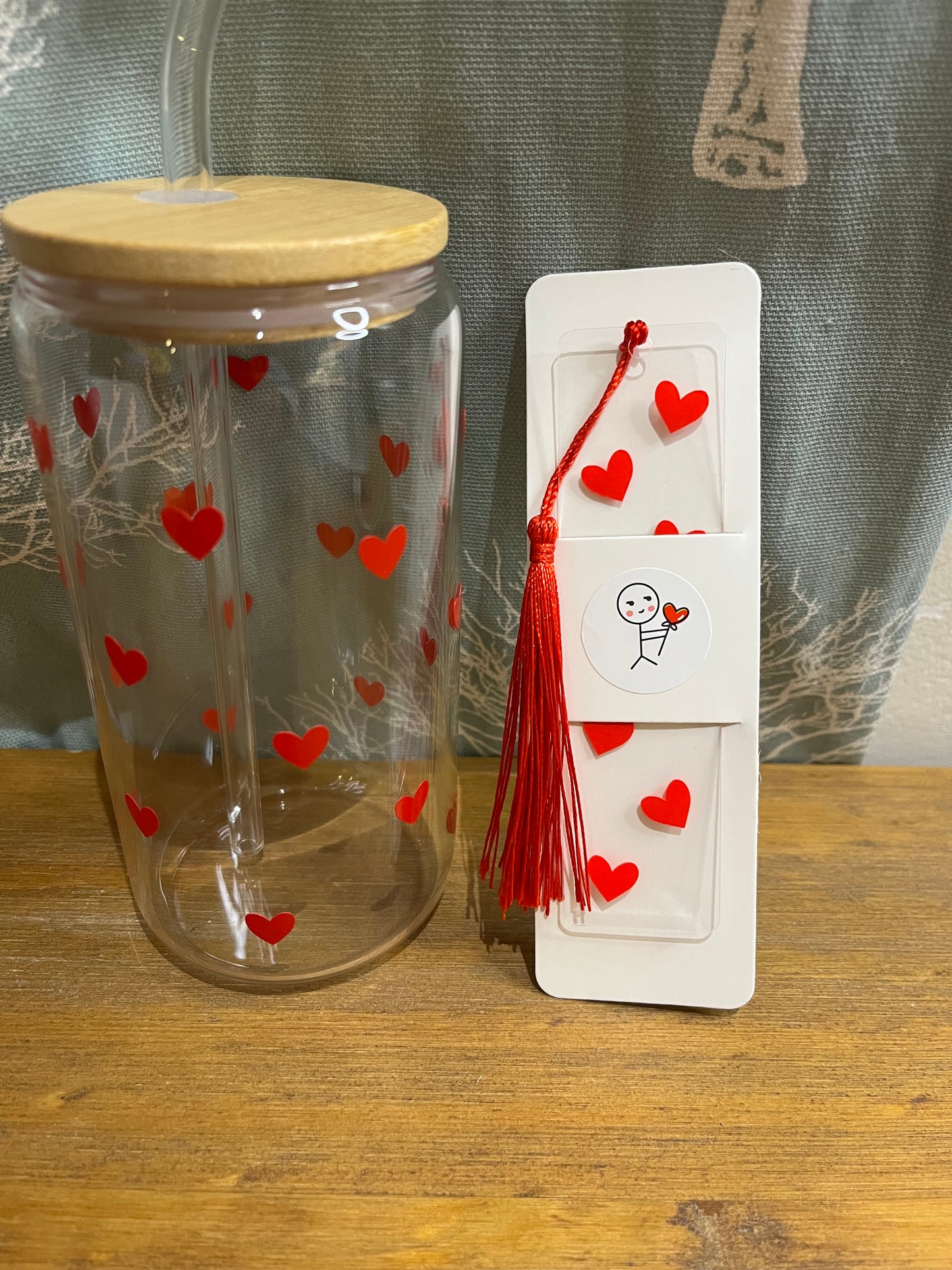 Glass Tumbler & Bookmark - Valentine Hearth bundle
