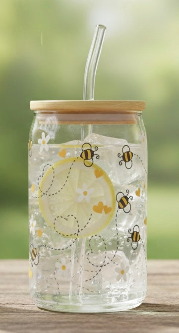 Glass Tumbler  - Bee and Daisy&hearts