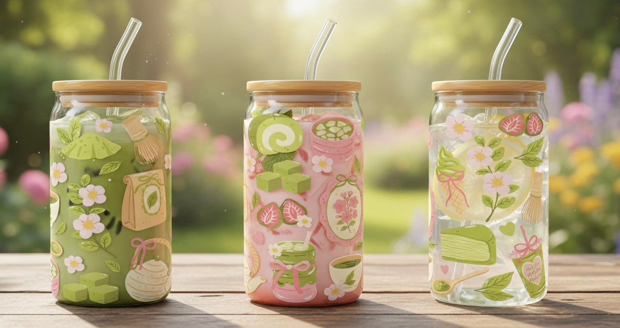 Glass Tumbler Matcha pink - Healthy Lifestyle Drinkware