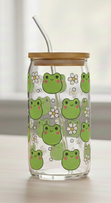Glass Tumbler  - Frog & Daisy