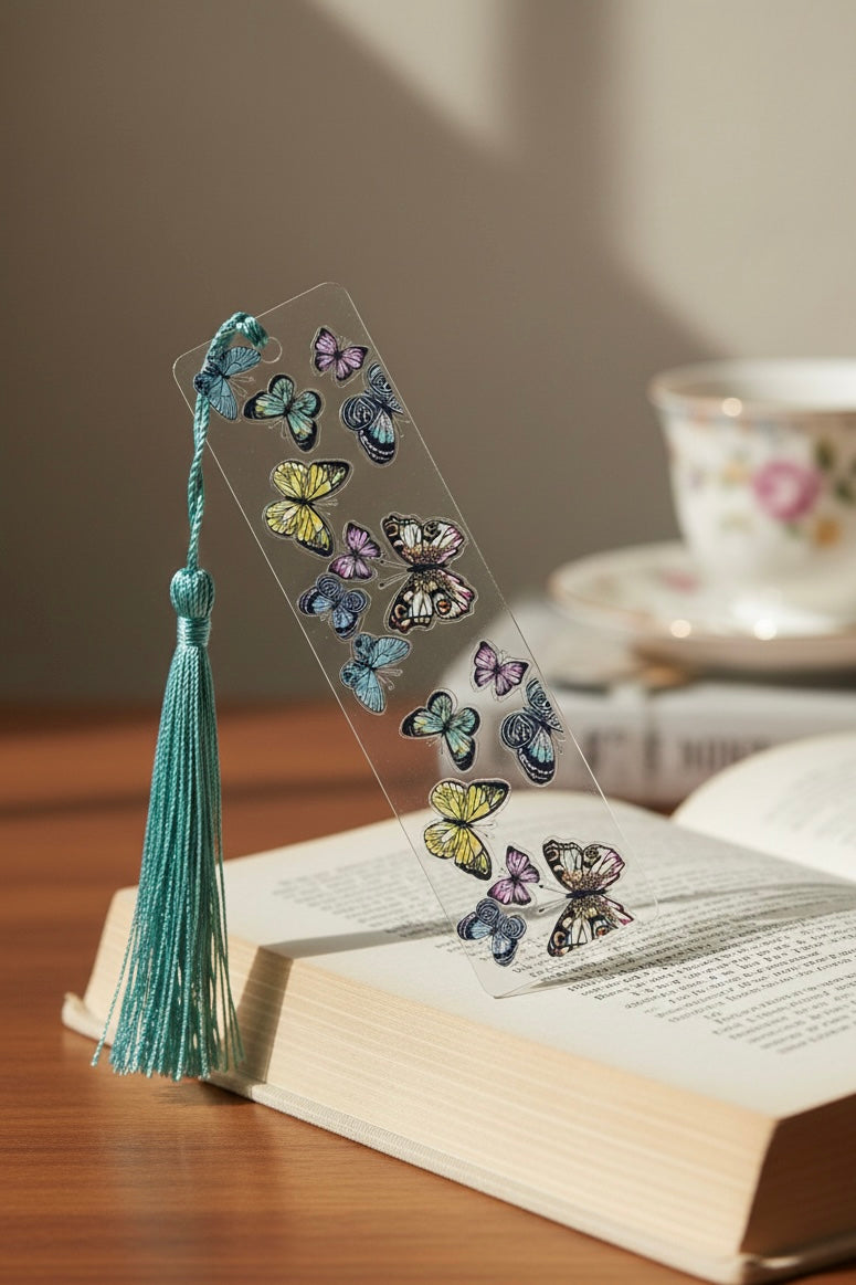Butterflies- Handmade Bookmark with Tassel