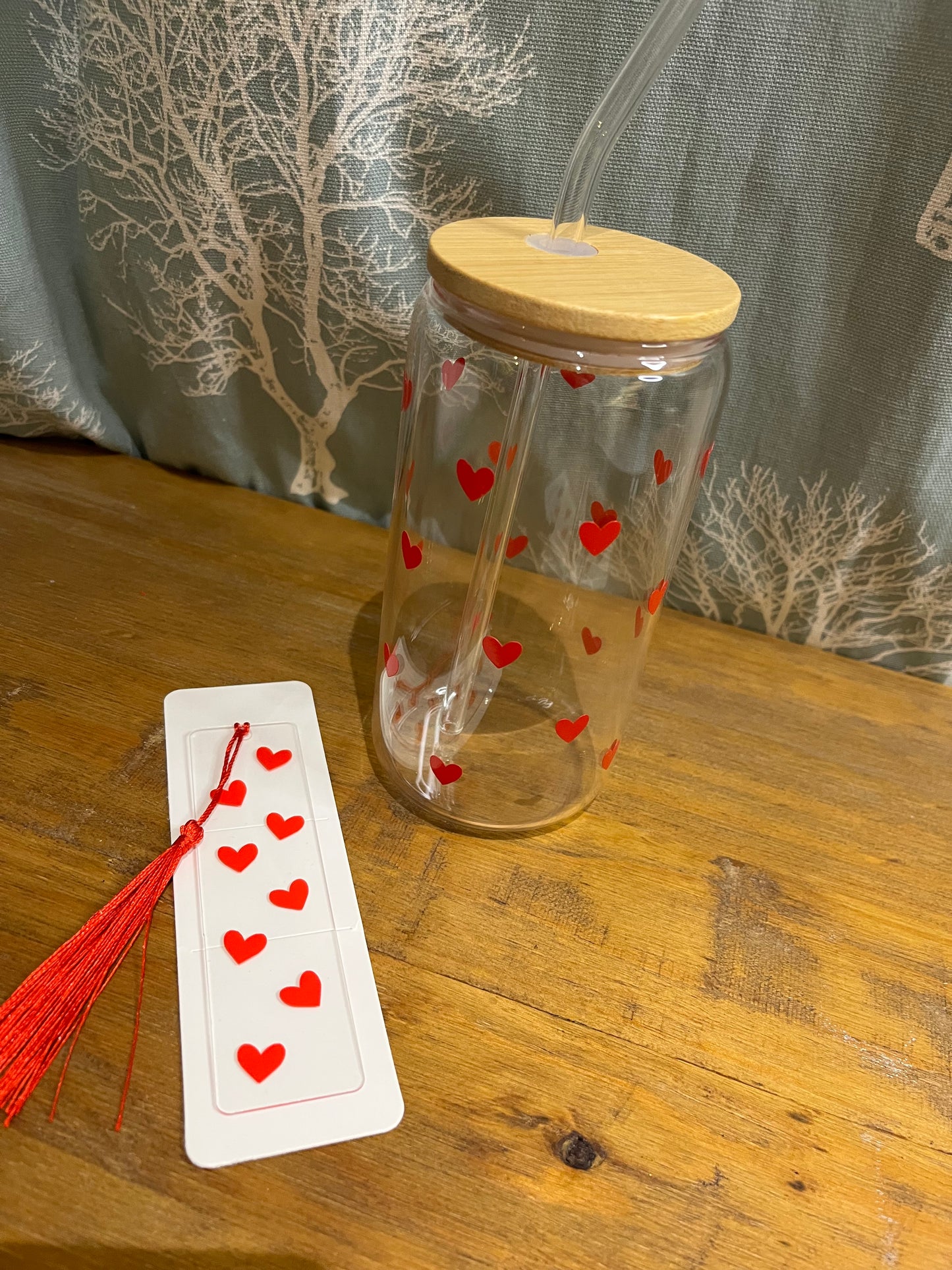 Glass Tumbler & Bookmark - Valentine Hearth bundle
