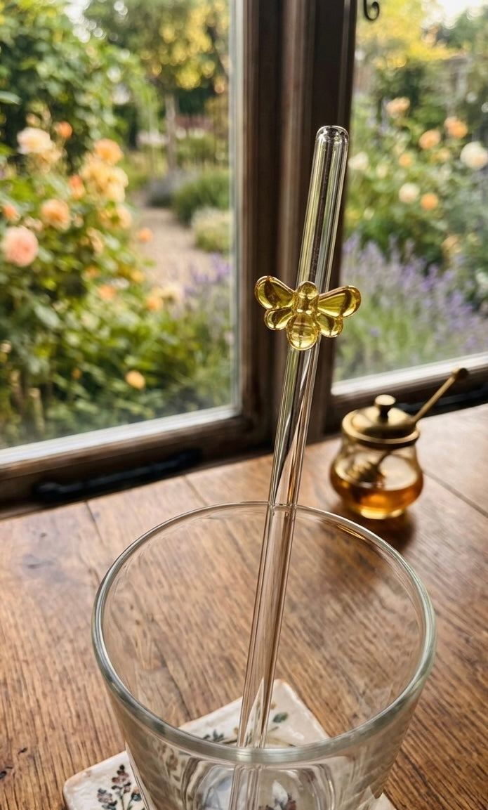 Honey bee Glass Straw - Eco-Friendly Reusable Straw