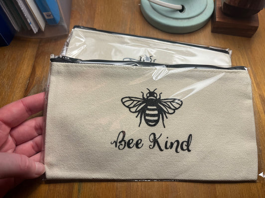 Canvas Makeup Bag - Cream with Black Glitter (20x11cm)