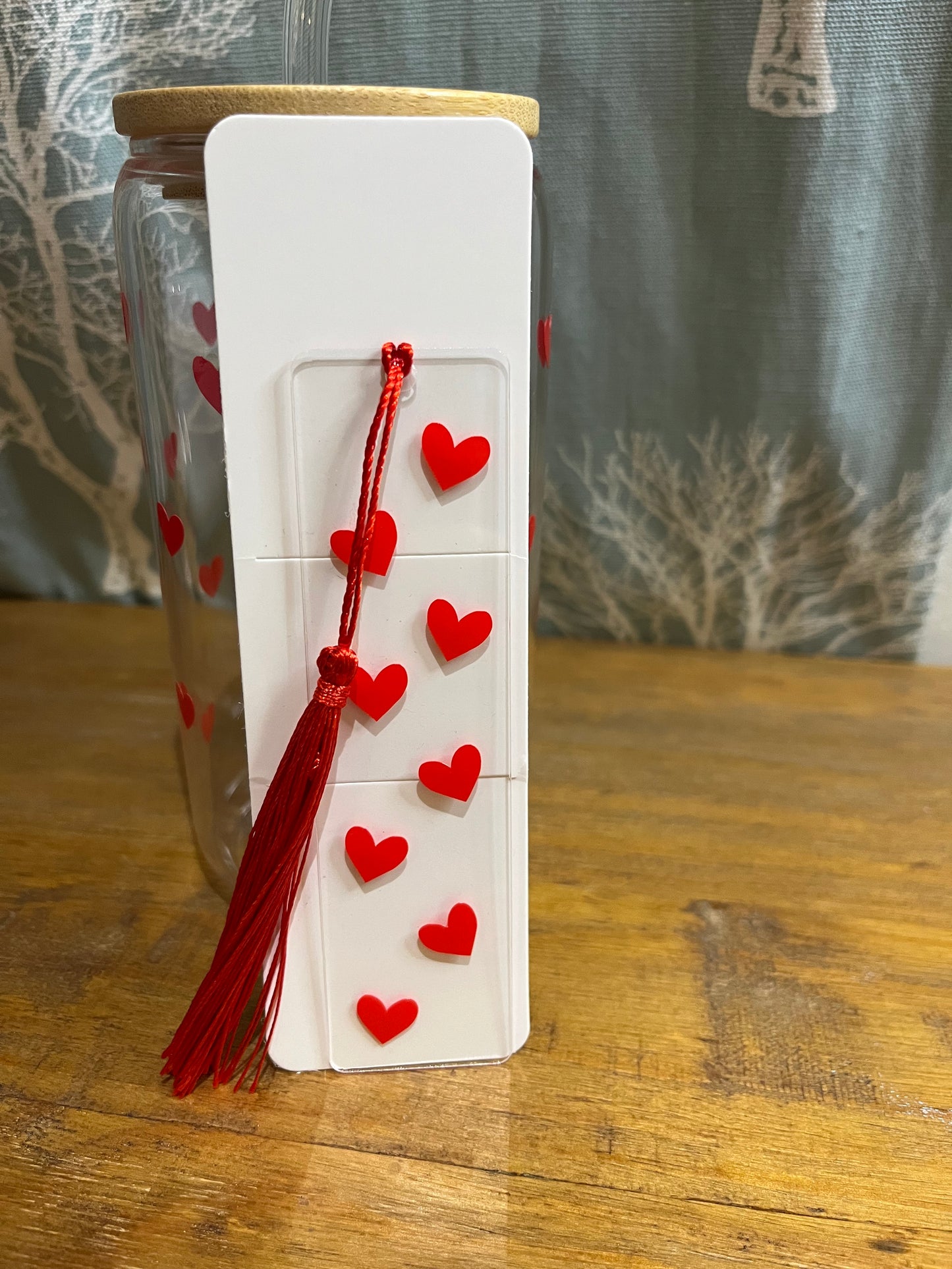 Glass Tumbler & Bookmark - Valentine Hearth bundle