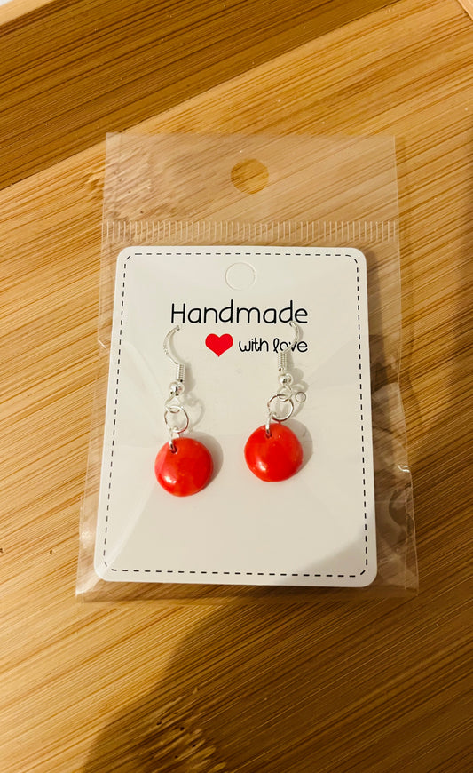 Polymer clay earrings 925 silver - red drops