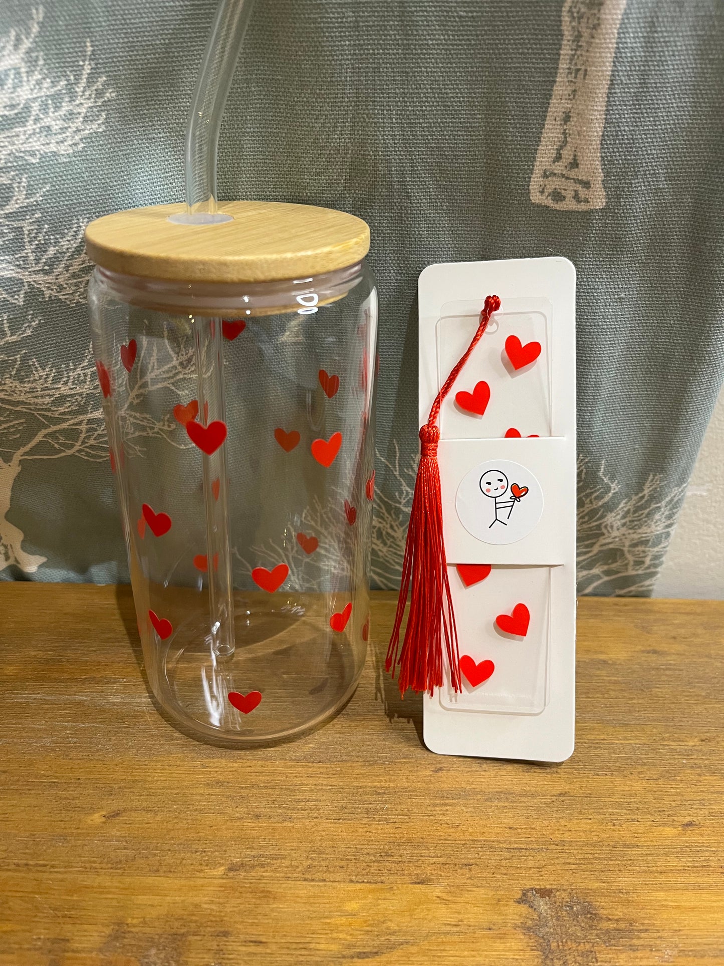 Glass Tumbler & Bookmark - Valentine Hearth bundle