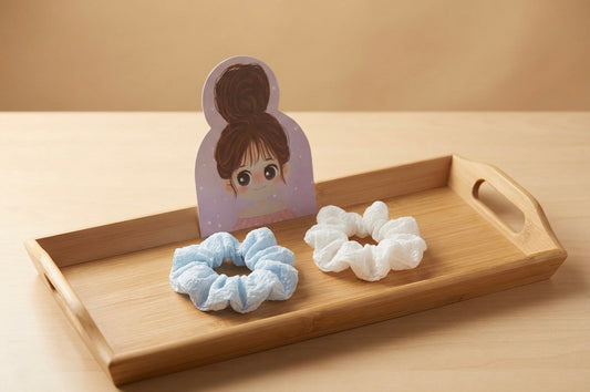 Scrunchie - blue&white, red dot, blue dot