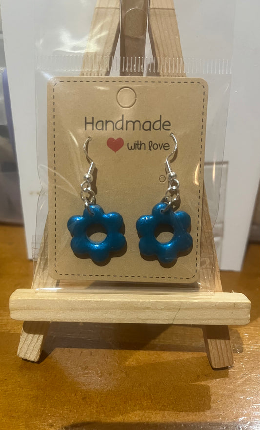 Polymer clay earrings 925 silver dark blue