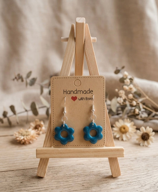 Polymer clay earrings 925 silver dark blue