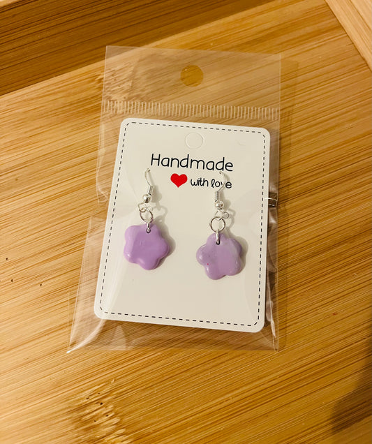 Polymer clay earrings 925 silver - purple daisy