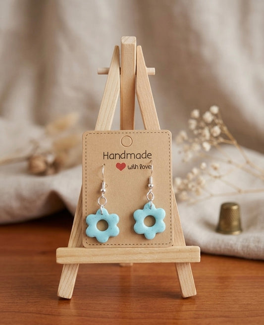 Polymer clay earrings 925 silver light blue
