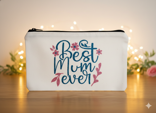 Canvas Makeup Bag - Best mum ever (20x11cm)