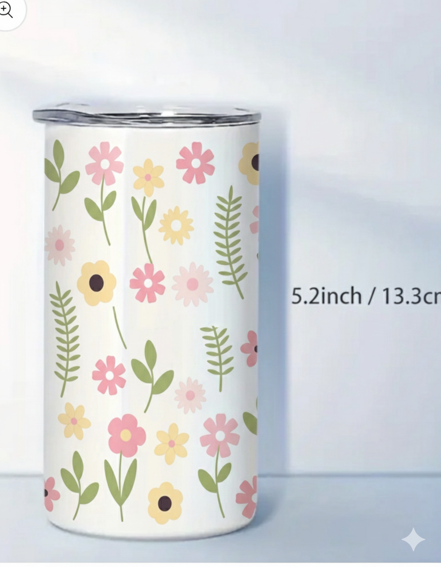 Floral 12oz Insulated Tumbler - Double Wall Stainless Steel with Lid