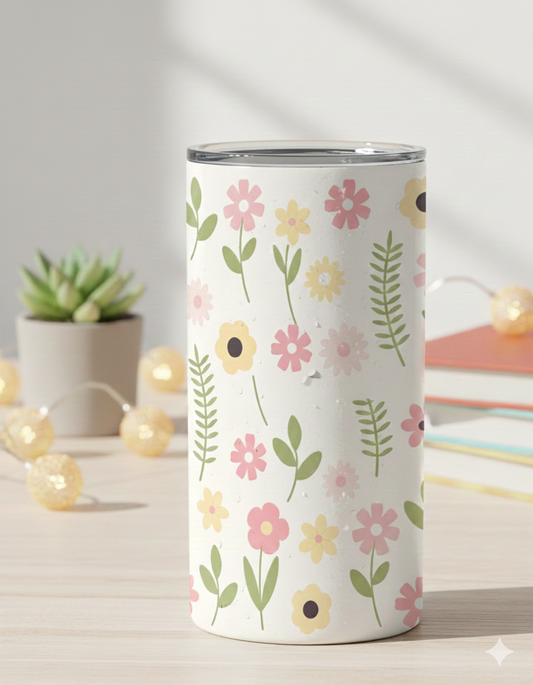 Floral 12oz Insulated Tumbler - Double Wall Stainless Steel with Lid