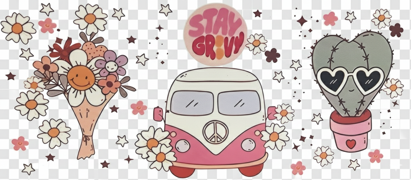 Glass Tumbler Groovy VW Bus