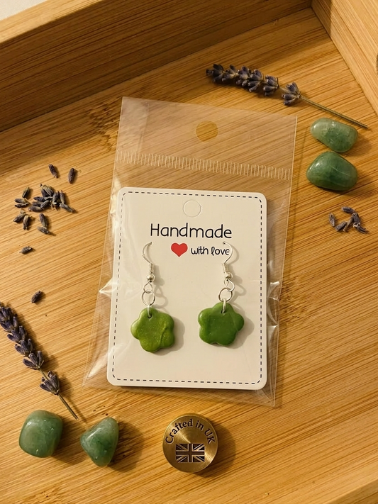 Polymer clay earrings 925 silver - green daisy