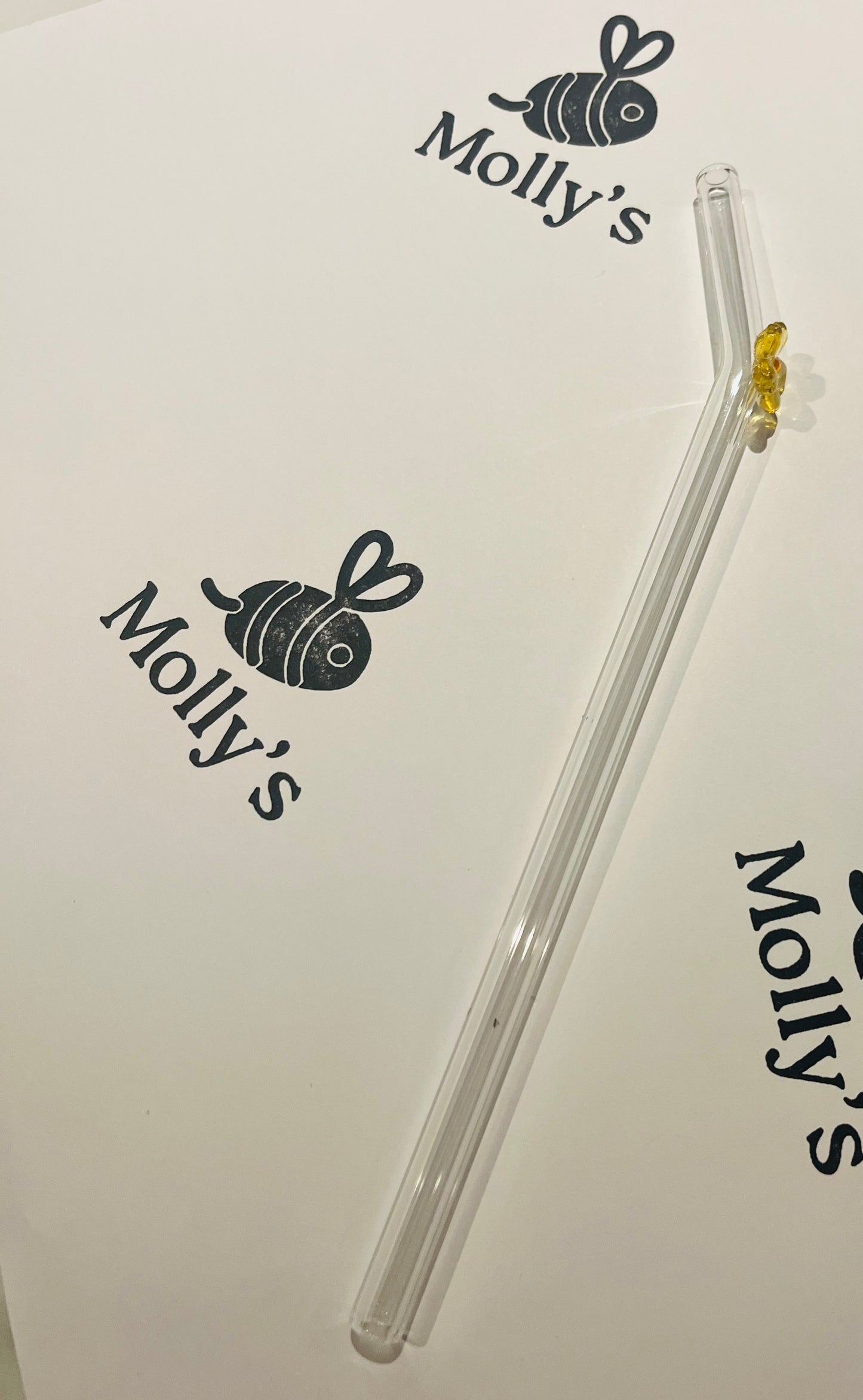 Glass Straw Yellow - Eco-Friendly Reusable Straw with Flower Design