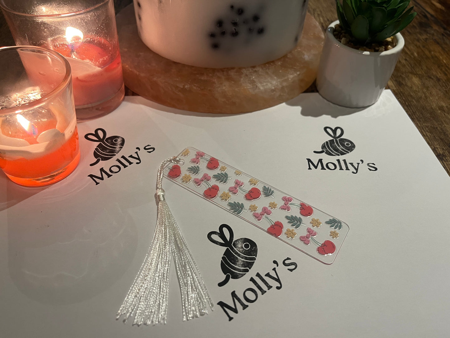 Bookmark Cherry - Handmade Bookmark with Tassel