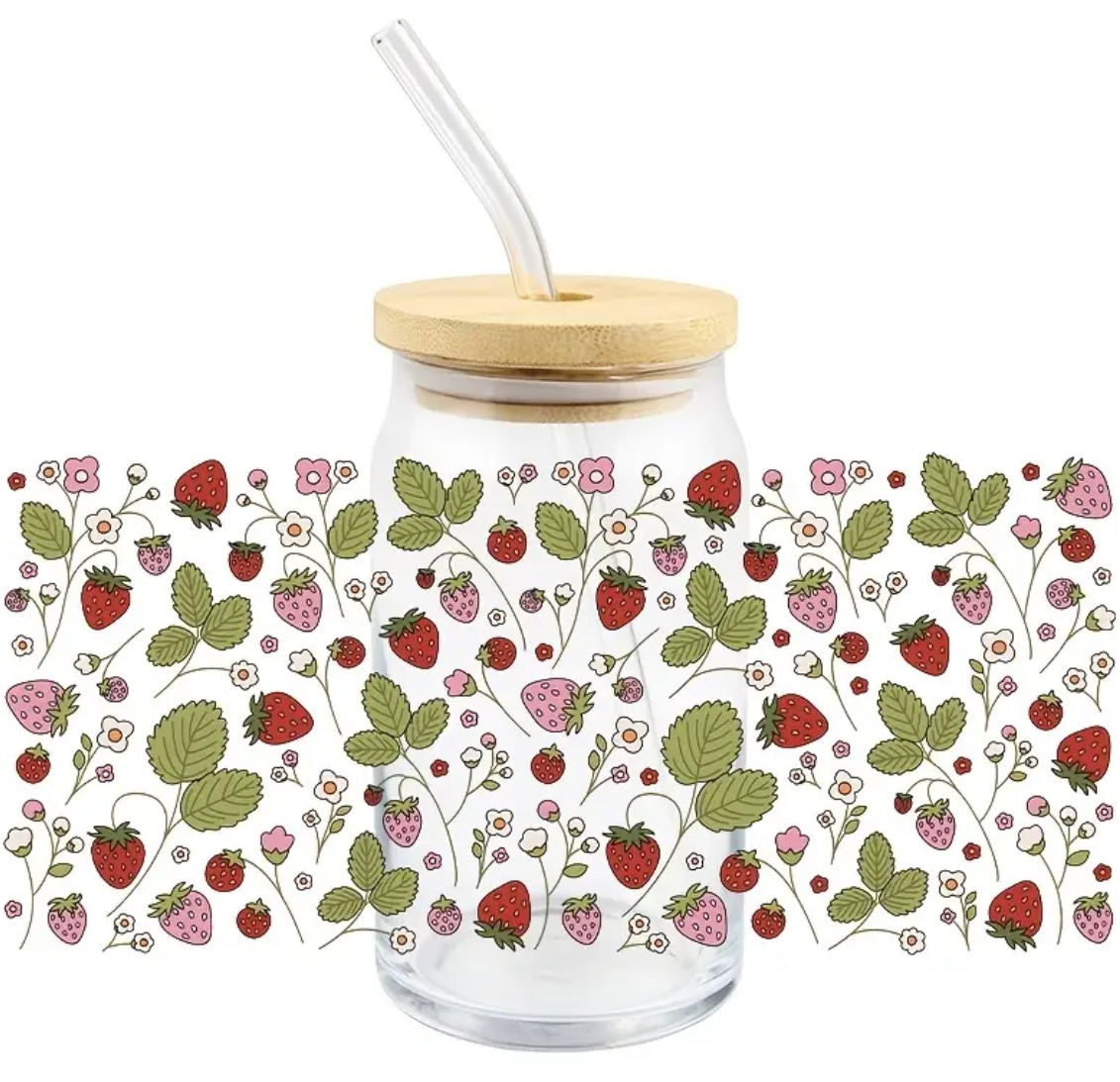 Glass Tumbler Strawberries - Fresh Fruit Drinkware