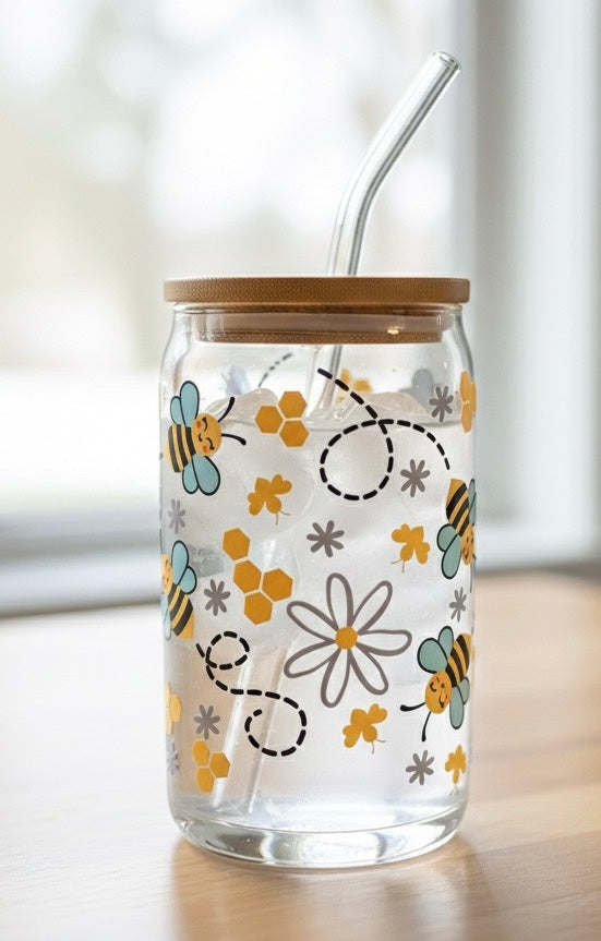 Glass Tumbler  - Bee and Daisy