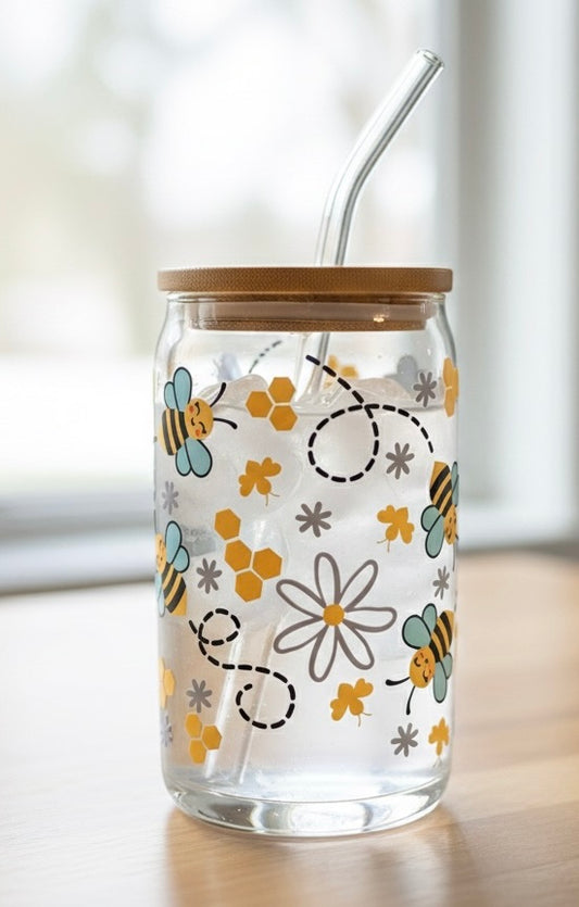 Glass Tumbler  - Bee and Daisy